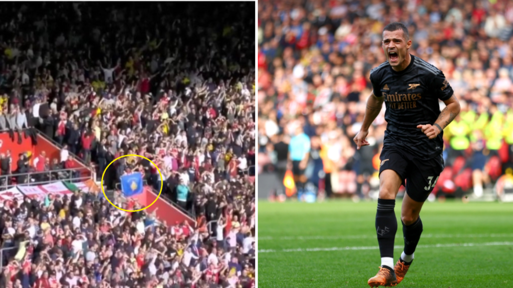 Nuk u pa në televizor, pas golit të Granit Xhakës – tifozët e Arsenalit valvitën flamurin e Kosovës