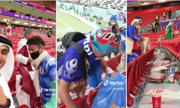 Tifozët japonezë vazhdojnë traditën, pastruan stadiumin të dielën dhe pse nuk luajti Japonia