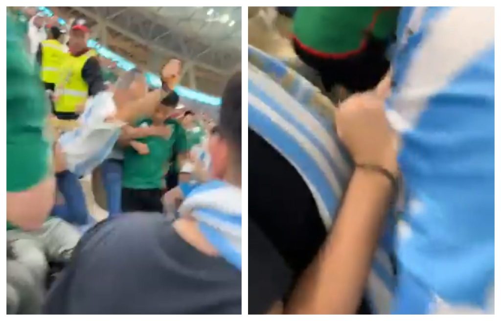 Pamje nga përleshja e përgjakur mes tifozëve të Argjentinës dhe Meksikës mbrëmë në stadium
