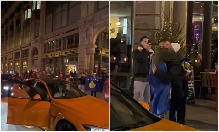 Moment emocionues në Zvicër| I riu kosovar del nga vetura dhe puth në ballë të moshuarin me plis në kokë