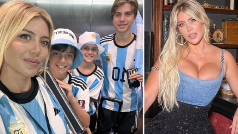 Wanda Nara bashkë me fëmijët e saj pozojnë me fanellën e Messit