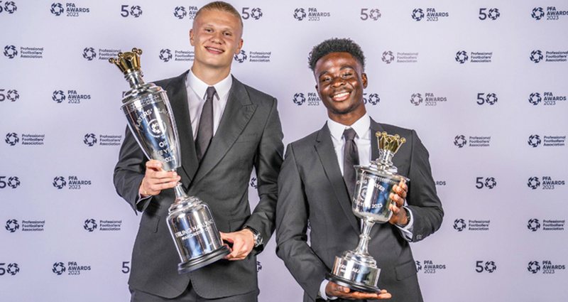 Erling Haaland dhe Bukayo Saka, u zgjodhën si “më të mirët e vitit” në Angli…