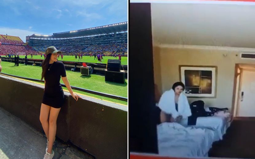 Gazetarja filmohet gabimisht gjysmë e zhveshur me kolegun në dhomën e hotelit, po raportonin për ndeshjen Argjentinë – Ekuador